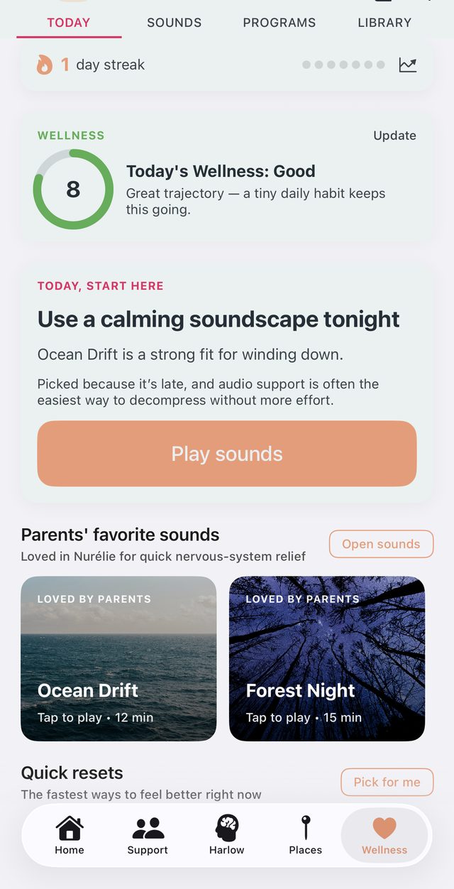 Nurélie parent wellness screen